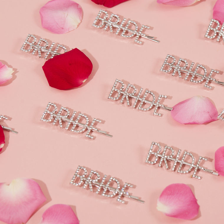 team hen bride diamanté silver hair slide 4 99