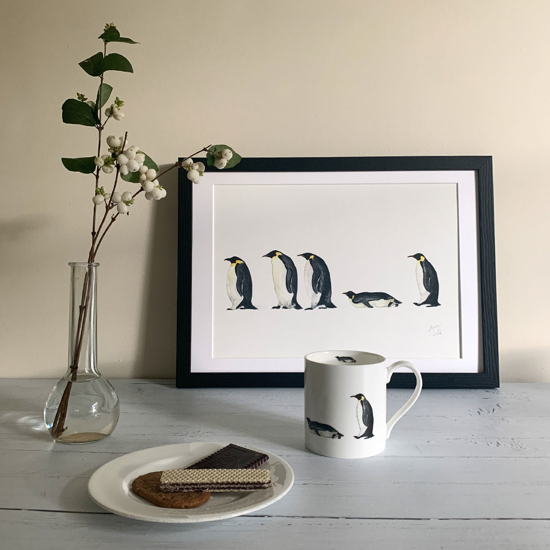 penguin line up print and mug post